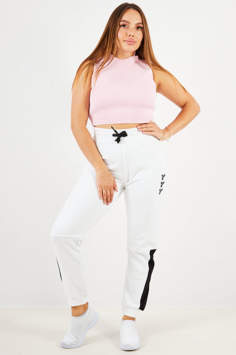 JOHN RICHMOND سروال جوجر رياضي نسائي من فليس، أبيض بصري - Image 2